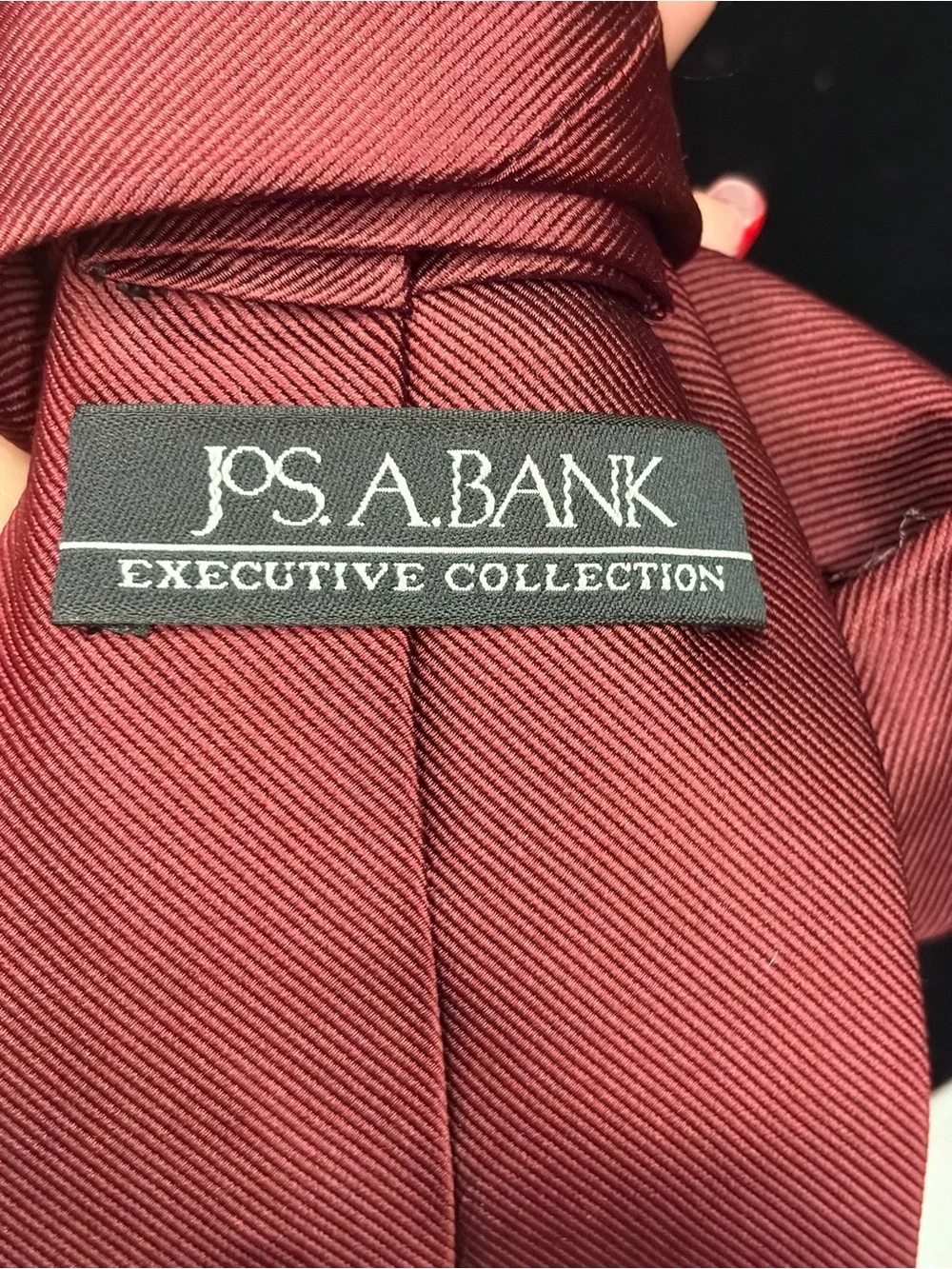 Jos. A. Bank Burgundy Decorative Necklace Tie with Ornate Brooch